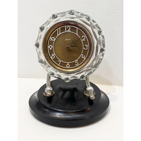 Vintage MAJAK MAYAK Crystal Chrome Mantle Clock - Picture 7 of 10